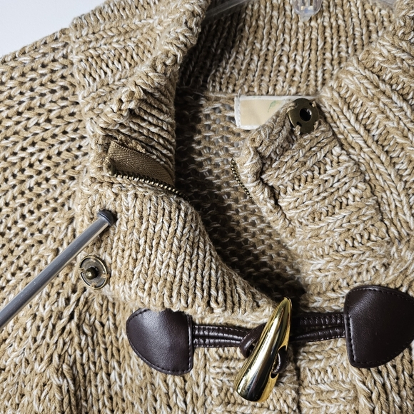 Michael Kors Chunky Knit Toggle Cardigan Sweater Cozy Neutral Size L Poncho Warm - Picture 8 of 16